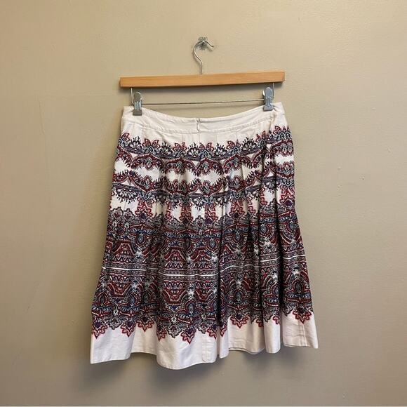Talbots 10 fit & flare midi skirt white red blue bohemian classy elegant - Picture 5 of 7